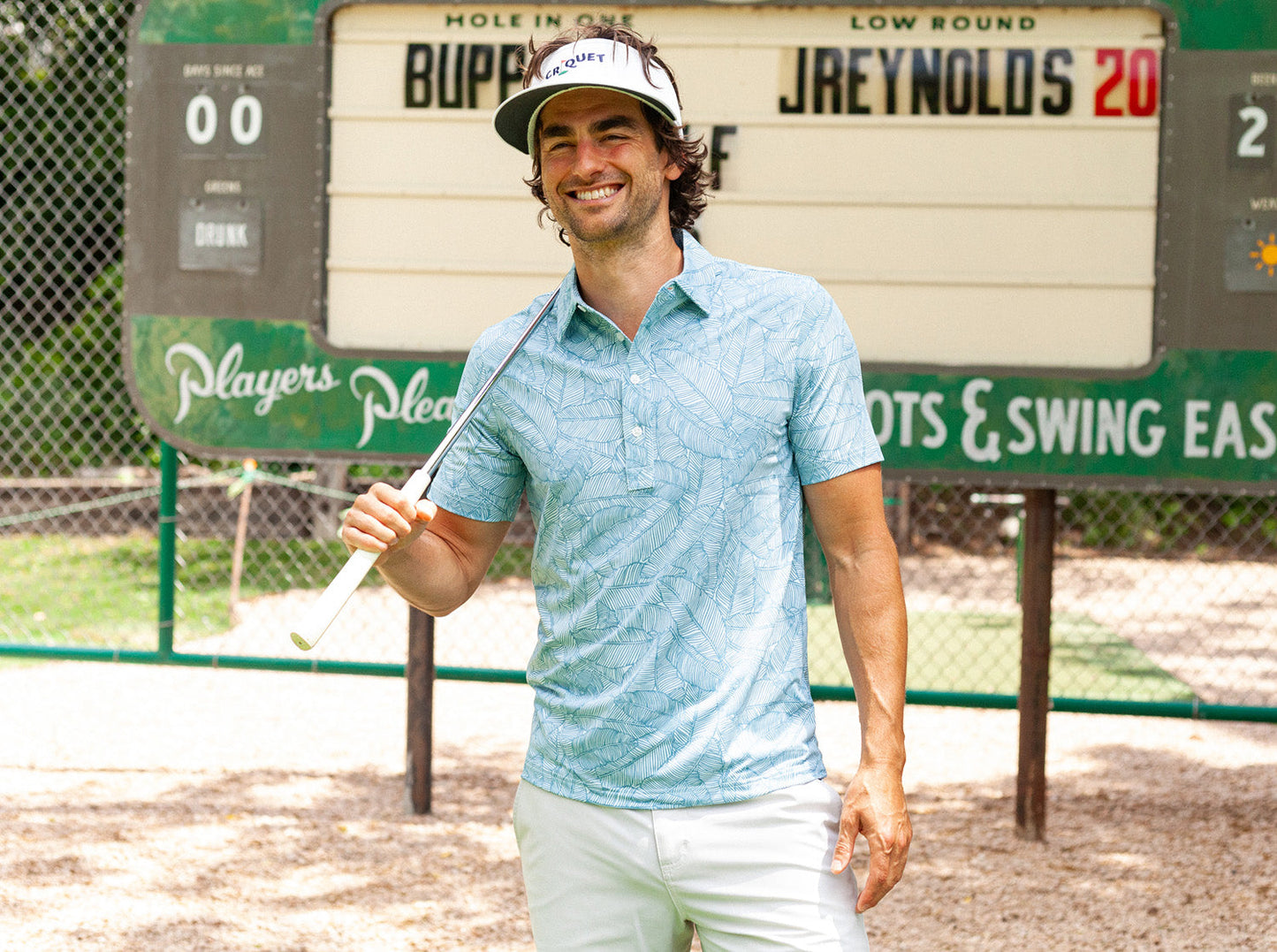 PERFORMANCE SPORT RANGE POLO - Palm Print Blue