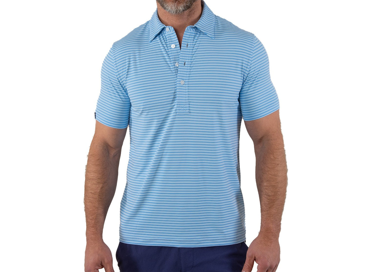 PERFORMANCE SPORT RANGE POLO - Double Stripe Sky
