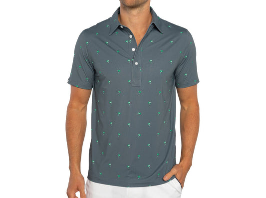 PERFORMANCE SPORT RANGE POLO - Flag Print Grey