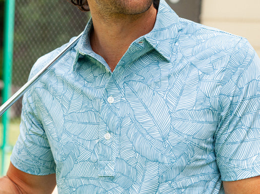 PERFORMANCE SPORT RANGE POLO - Palm Print Blue