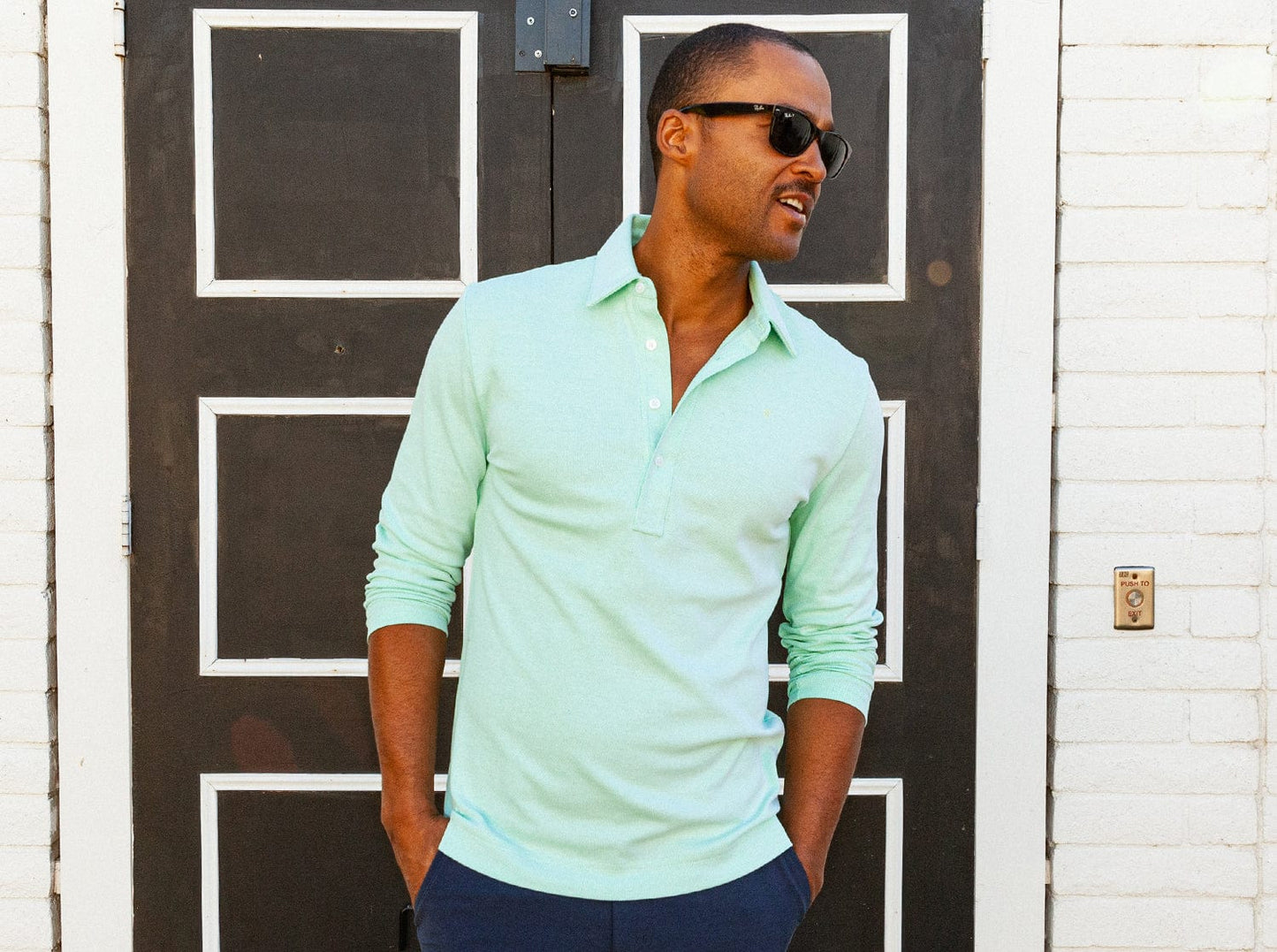 Long Sleeve Range Polo - Mint