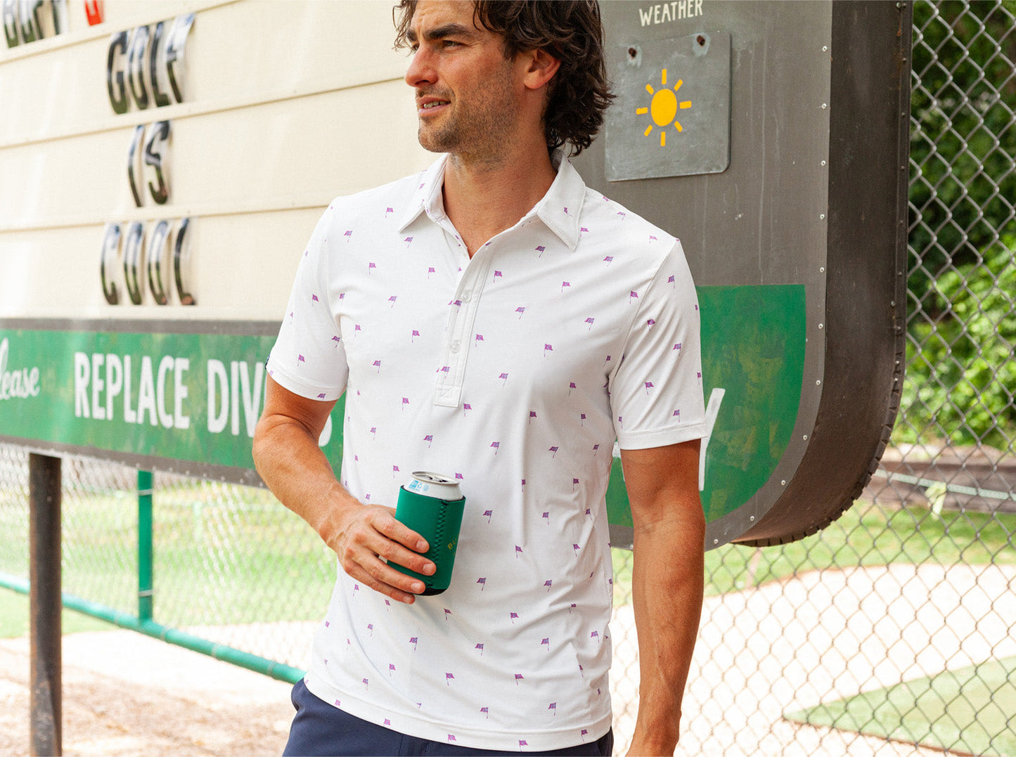 Performance Sport Range Polo- Flag Print- White