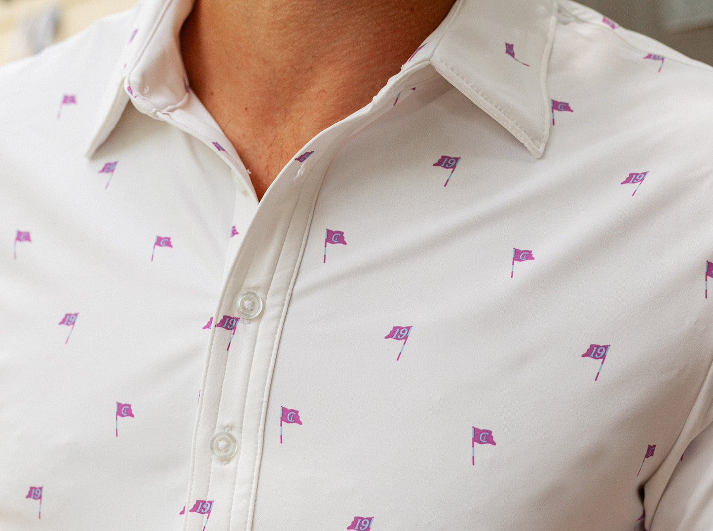 Performance Sport Range Polo- Flag Print- White