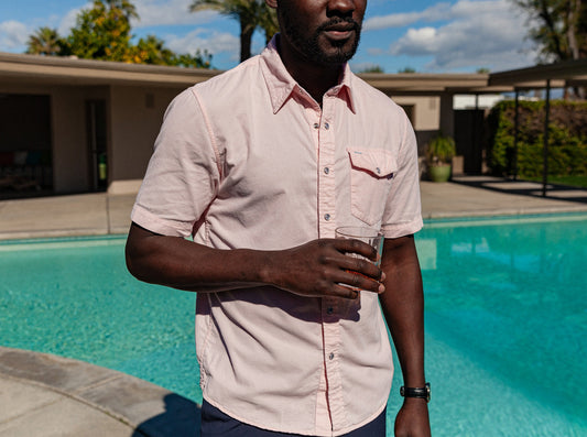 SHORT SLEEVE CORDUROY PEARL SNAP - Peach Please