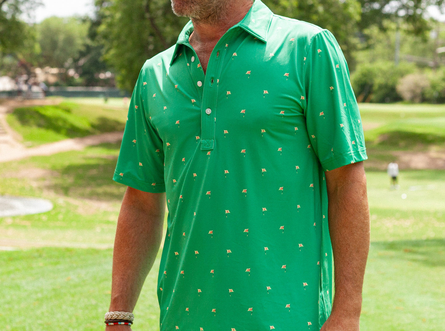 Performance Sport Range Polo- Flag Print Green