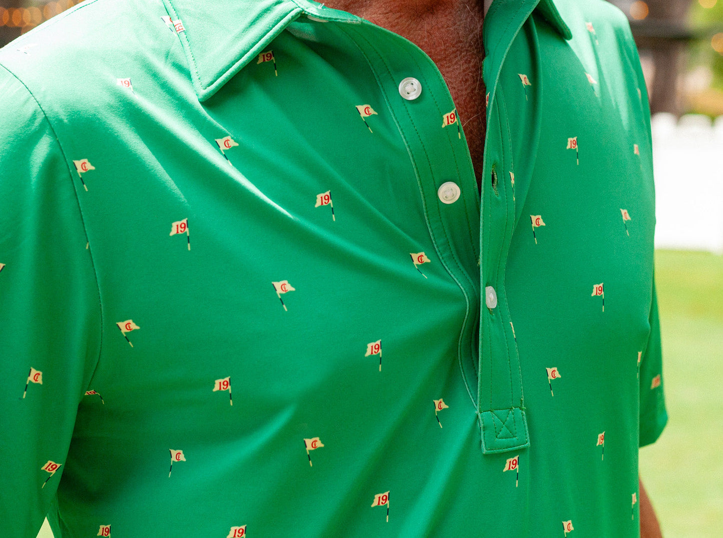 Performance Sport Range Polo- Flag Print Green