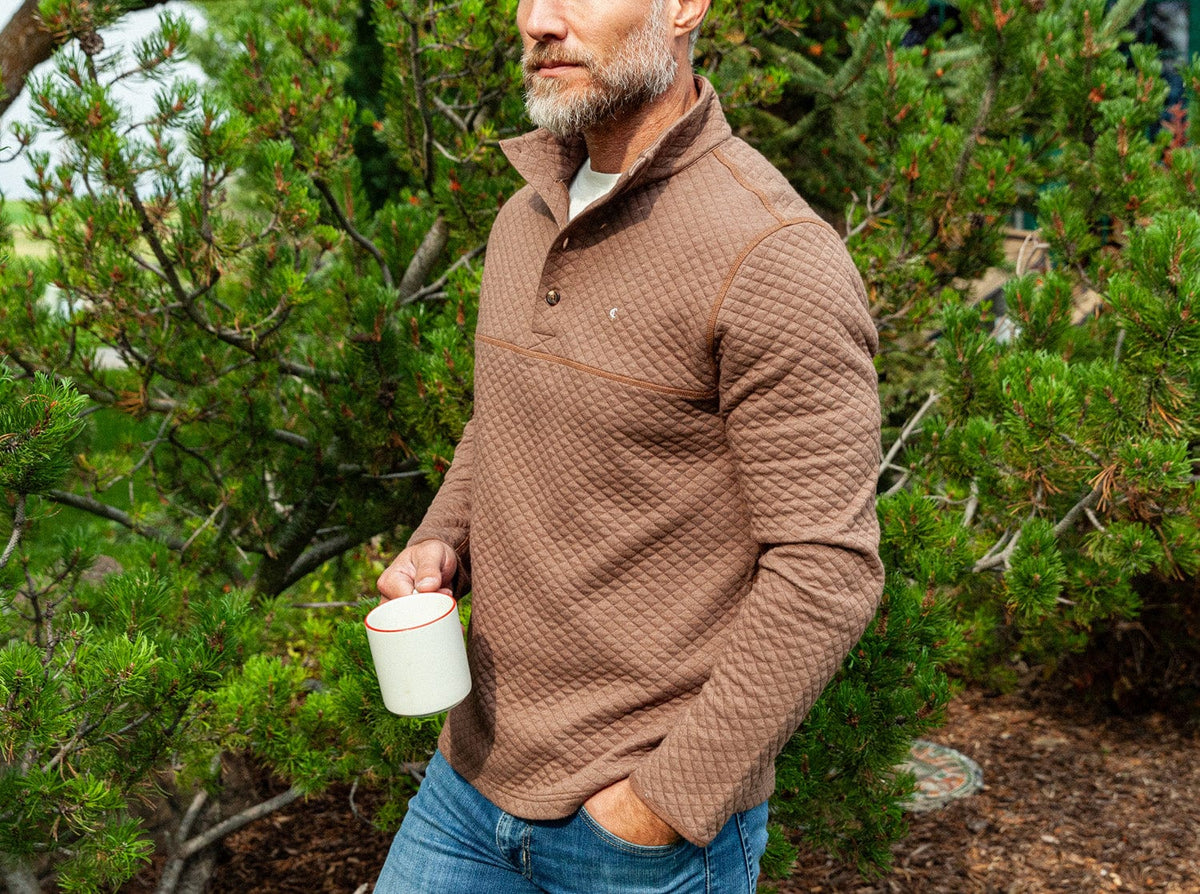 Quilted Pullover - Heather Coffee