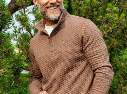 Quilted Pullover - Heather Coffee