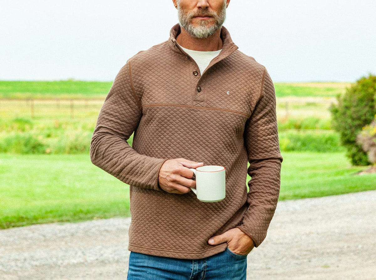 Quilted Pullover - Heather Coffee