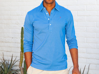 Long Sleeve Range Polo - Blue