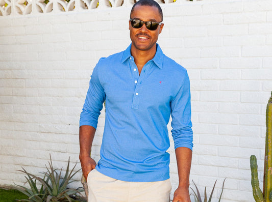 Long Sleeve Range Polo - Blue