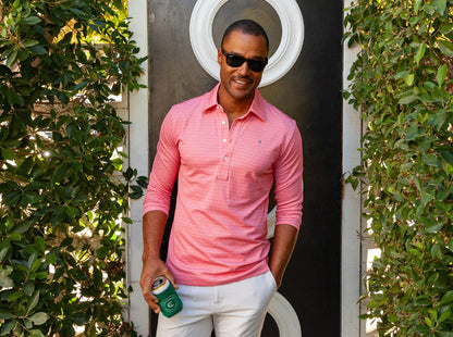 Long Sleeve Range Polo - Hibiscus Stripe