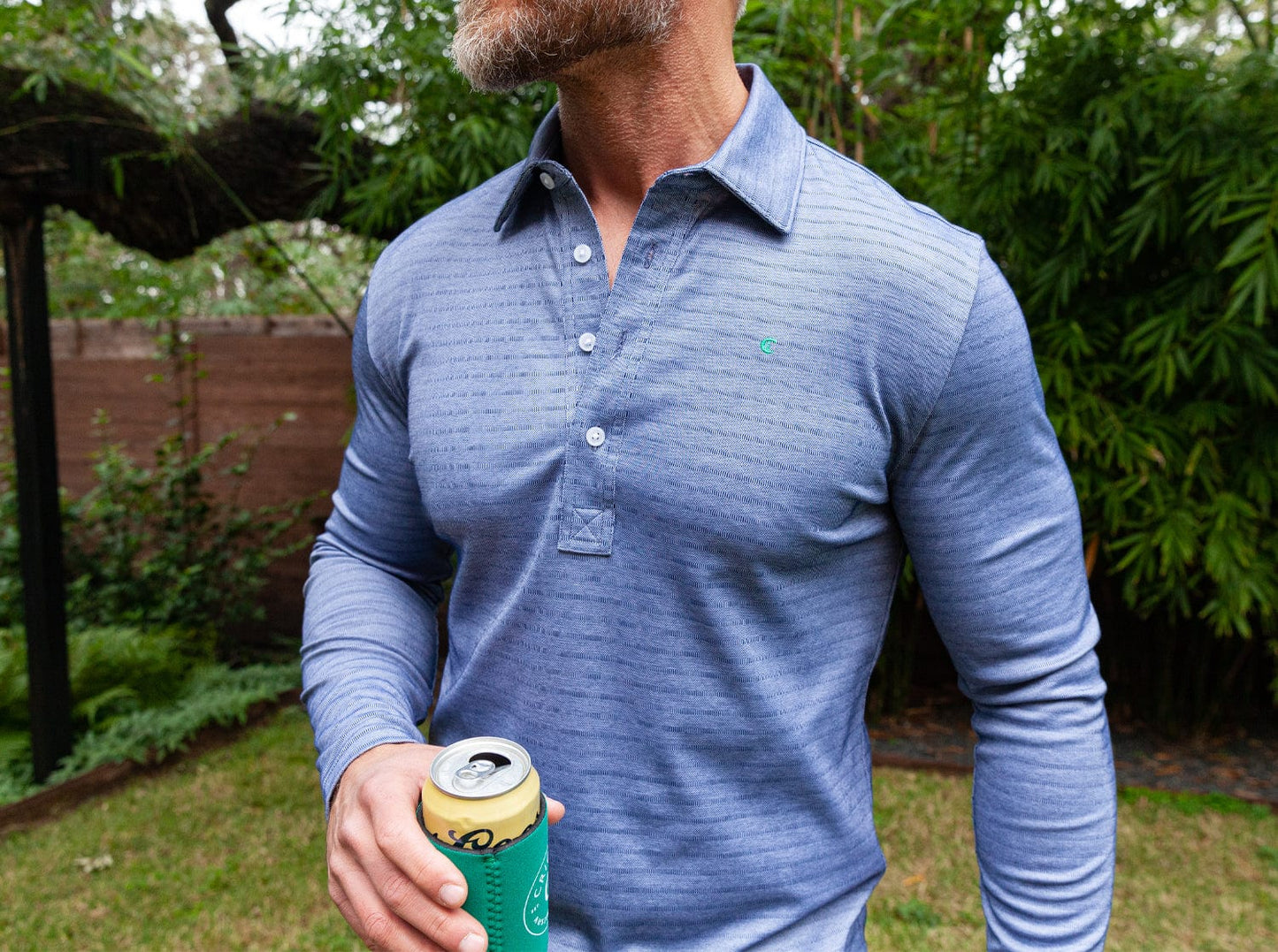Long Sleeve Range Polo - Navy Stripe