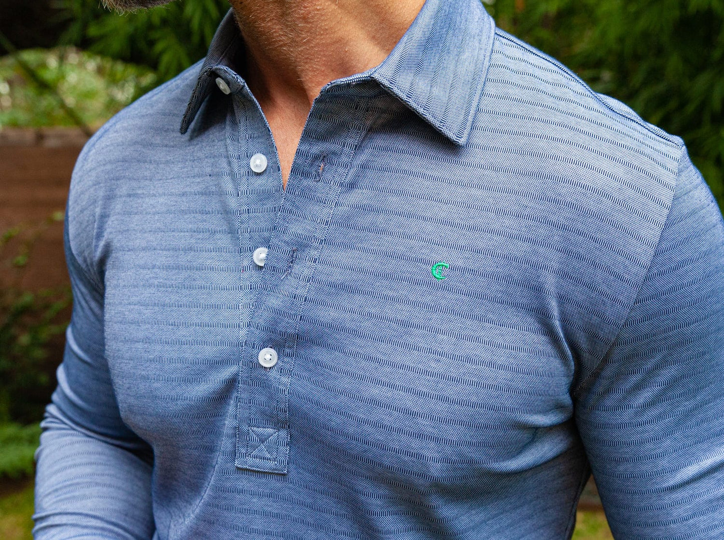 Long Sleeve Range Polo - Navy Stripe