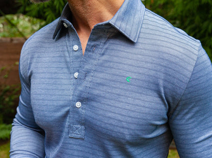 Long Sleeve Range Polo - Navy Stripe