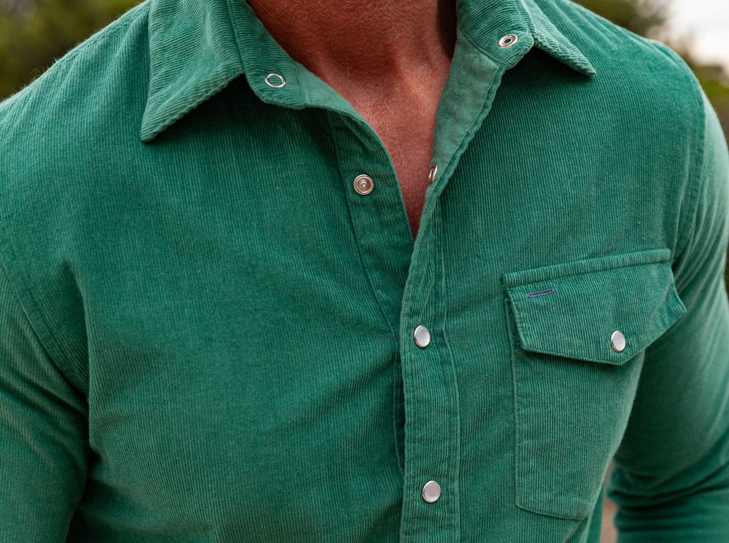 Corduroy Pearl Snap - Deep Sea