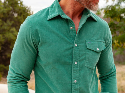 Corduroy Pearl Snap - Deep Sea