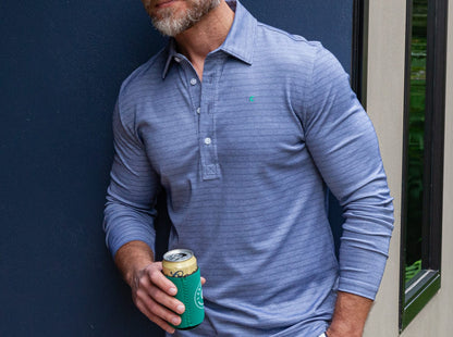 Long Sleeve Range Polo - Navy Stripe