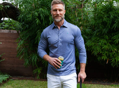 Long Sleeve Range Polo - Navy Stripe