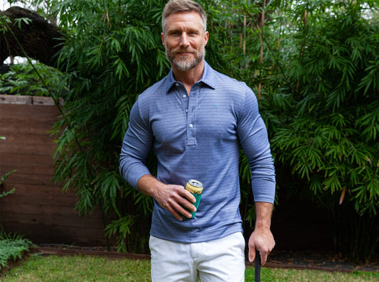 Long Sleeve Range Polo - Navy Stripe