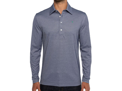 Long Sleeve Range Polo - Navy Stripe