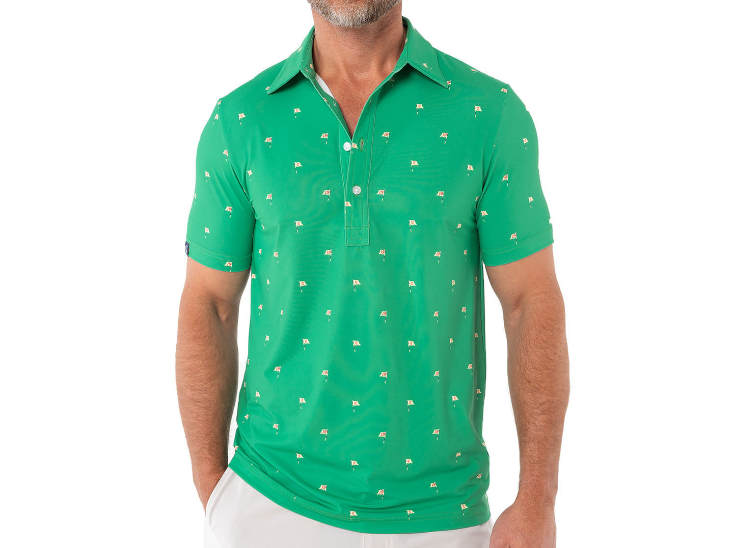 Performance Sport Range Polo- Flag Print Green