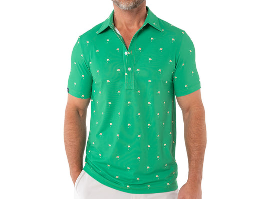 Performance Sport Range Polo- Flag Print Green