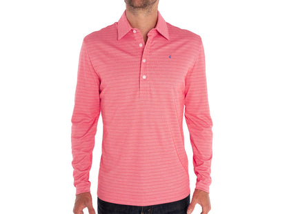 Long Sleeve Range Polo - Hibiscus Stripe
