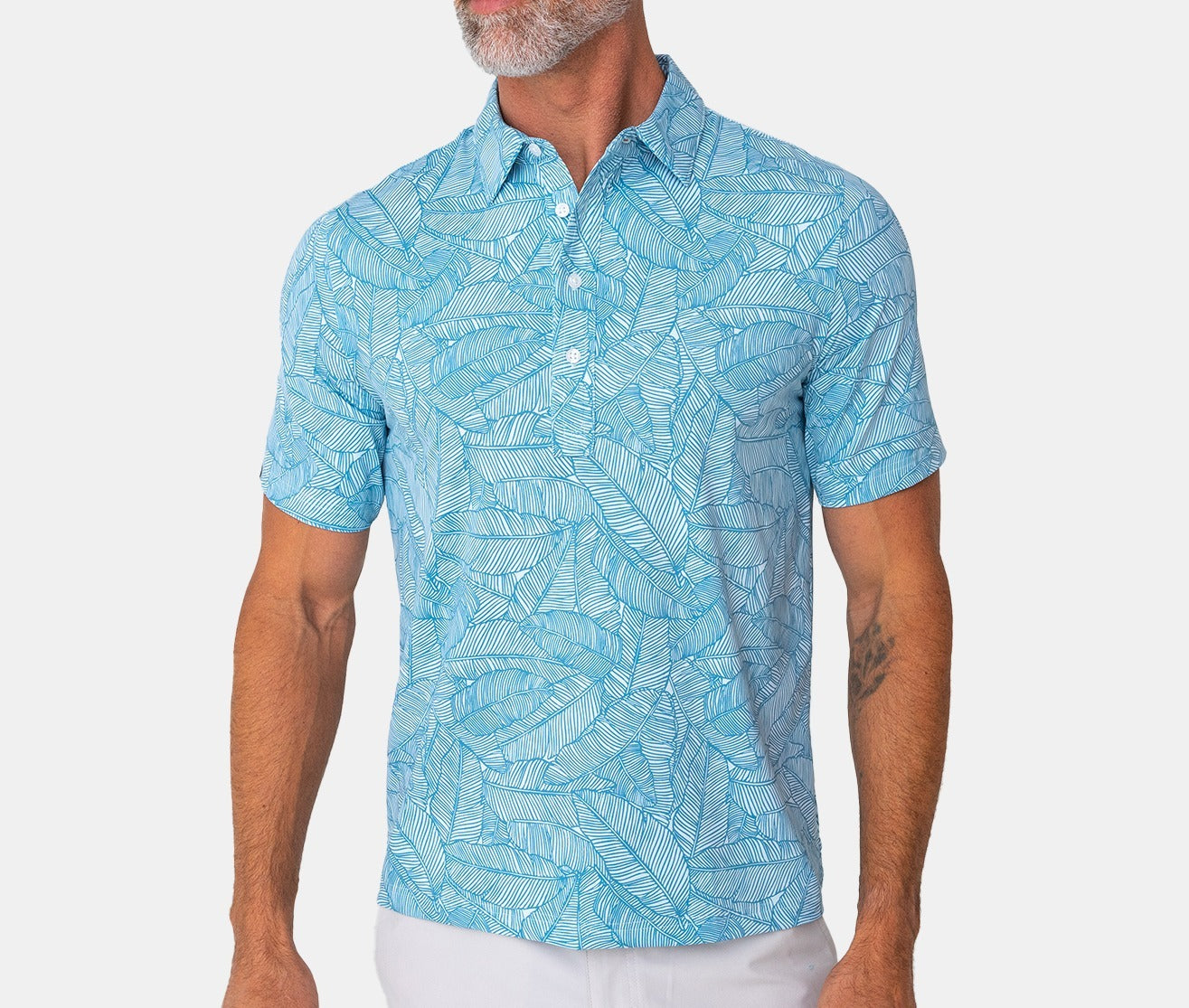 PERFORMANCE SPORT RANGE POLO - Palm Print Blue