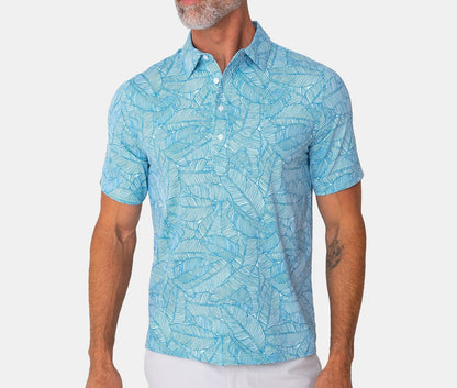 PERFORMANCE SPORT RANGE POLO - Palm Print Blue